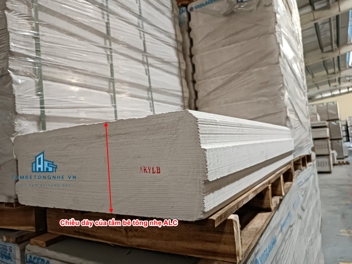 Chiều dày tiêu chuẩn của tấm bê tông nhẹ ALC 75, 100, 150, 200mm