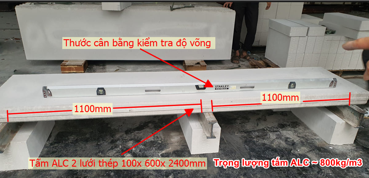 Thí nghiệm kiểm tra cân nặng và kích thước tấm bê tông nhẹ ALC